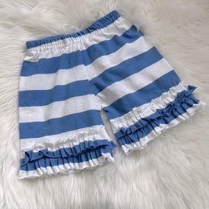 Girls Blue Stripe Ruffle Shorts Size 6